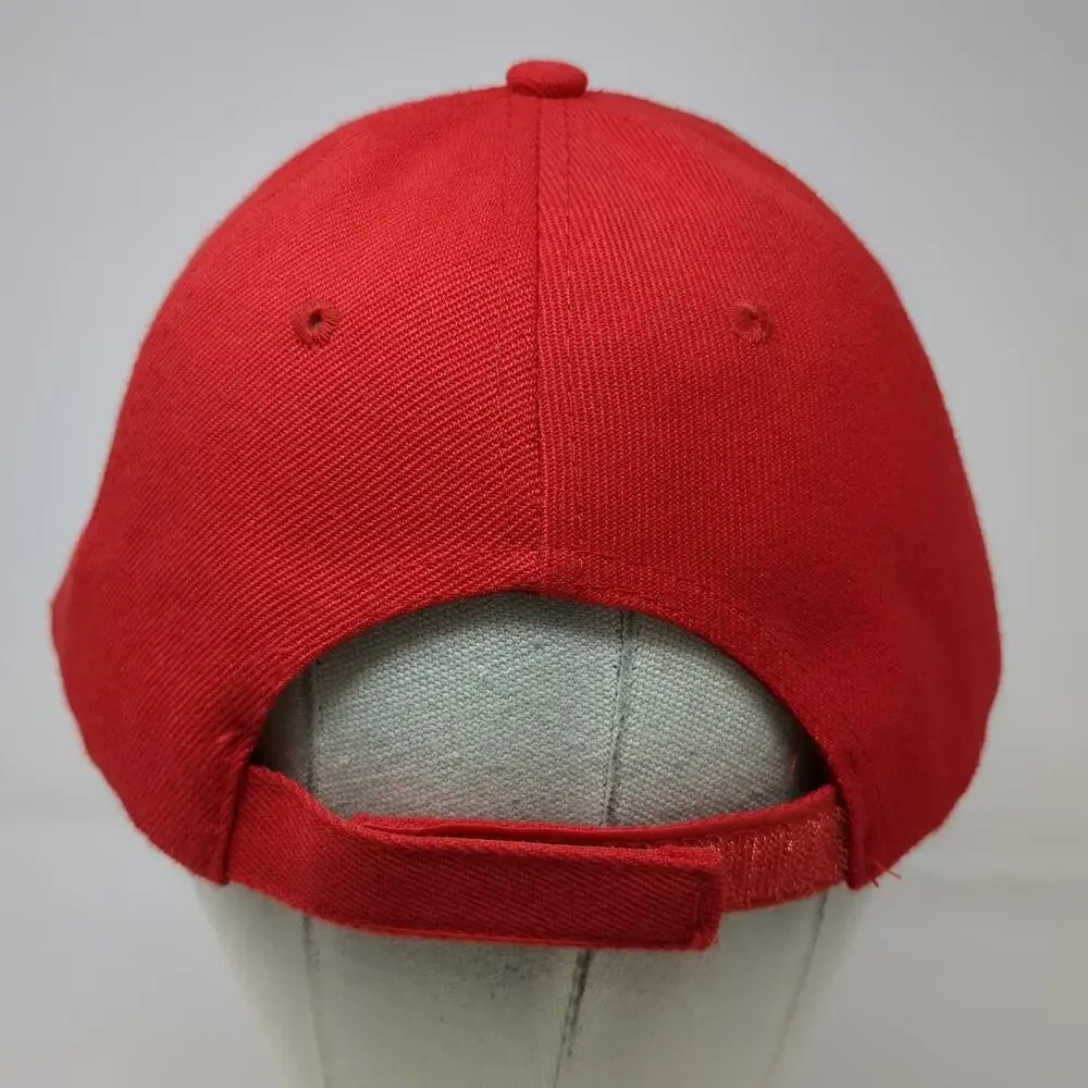 Holiday Express Red Baseball Cap One Size Wool Blend Guitar Logo Strapback Hat